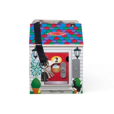 Melissa & Doug Melissa & Doug Take-Along Wooden Doorbell Dollhouse - Doorbell Sounds, Keys, 4 Poseable Wooden Dolls 3 Melissa & Doug Melissa & Doug Take-Along Wooden Doorbell Dollhouse - Doorbell Sounds, Keys, 4 Poseable Wooden Dolls - Image 2