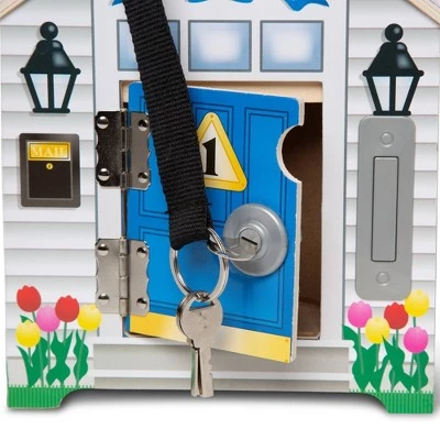 Melissa & Doug Melissa & Doug Take-Along Wooden Doorbell Dollhouse - Doorbell Sounds, Keys, 4 Poseable Wooden Dolls 4 Melissa & Doug Melissa & Doug Take-Along Wooden Doorbell Dollhouse - Doorbell Sounds, Keys, 4 Poseable Wooden Dolls - Image 3