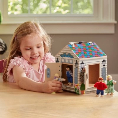 Melissa & Doug Melissa & Doug Take-Along Wooden Doorbell Dollhouse - Doorbell Sounds, Keys, 4 Poseable Wooden Dolls 6 Melissa & Doug Melissa & Doug Take-Along Wooden Doorbell Dollhouse - Doorbell Sounds, Keys, 4 Poseable Wooden Dolls - Image 5