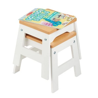 Melissa & Doug Melissa & Doug Wooden Stools - Set of 2 - White/Natural 3 Melissa & Doug Melissa & Doug Wooden Stools - Set of 2 - White/Natural - Image 2