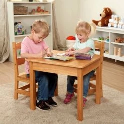 Melissa & Doug Melissa & Doug Solid Wood Table and 2 Chairs Set - Light Finish Furniture for Playroom -Melissa & Doug Sales 2022 unnamed file 1303