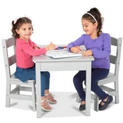 Melissa & Doug Melissa & Doug Wooden Table & Chairs - Gray -Melissa & Doug Sales 2022 unnamed file 1310
