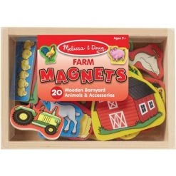 Melissa & Doug Wooden Farm Magnets with Wooden Tray - 20pc