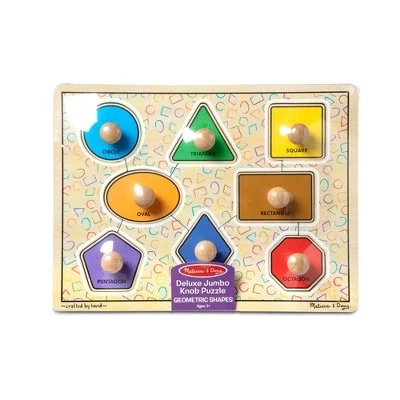 Melissa & Doug Melissa & Doug Deluxe Jumbo Knob Wooden Puzzle - Geometric Shapes (8pc) 5 Melissa & Doug Melissa & Doug Deluxe Jumbo Knob Wooden Puzzle - Geometric Shapes (8pc) - Image 3