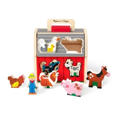 Melissa & Doug Melissa & Doug Wooden Take-Along Sorting Barn Toy with Flip-Up Roof and Handle - 10pc Wooden Farm 4 Melissa & Doug Melissa & Doug Wooden Take-Along Sorting Barn Toy with Flip-Up Roof and Handle - 10pc Wooden Farm - Image 2