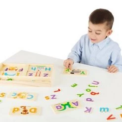 Melissa & Doug Melissa & Doug ABC Picture Boards - Educational Toy With 13 Double-Sided Wooden Boards and 52 Letters
