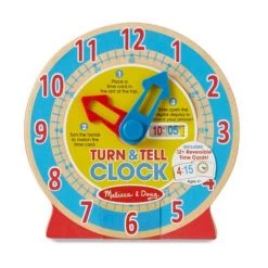 Melissa & Doug Melissa & Doug Turn & Tell Wooden Clock - Educational Toy With 12+ Reversible Time Cards
