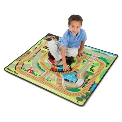 Melissa & Doug Melissa & Doug Round the Rails Train Rug With 3 Linking Wooden Train Cars (39 x 36 inches) 5 Melissa & Doug Melissa & Doug Round the Rails Train Rug With 3 Linking Wooden Train Cars (39 x 36 inches) - Image 3
