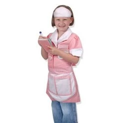 Melissa & Doug Melissa & Doug Waitress Role Play Costume Set (7pc) - Includes Apron, Order Pad, Cap
