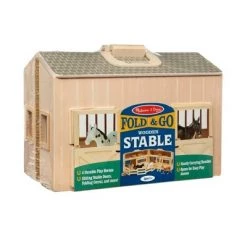 Melissa & Doug Melissa & Doug Fold and Go Wooden Horse Stable Dollhouse With Handle and Toy Horses (11 pc)